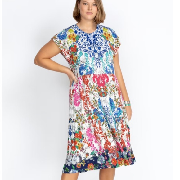 Johnny Was Shellinay Knit Floral Tiered Midi Dress XS - Picture 1 of 8